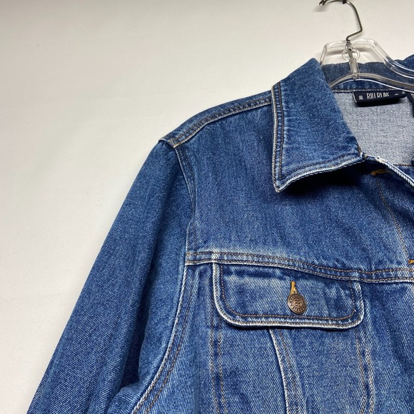 Bill Blass Cropped Jacket Women's XL Blue Denim 100% Cotton Pockets Button-Front - Picture 4 of 15